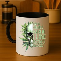 IM A Simple Man I Like Doobies And Boobies Skull Weed Mug