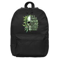 IM A Simple Man I Like Doobies And Boobies Skull Weed 16 in Basic Backpack