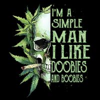 IM A Simple Man I Like Doobies And Boobies Skull Weed 16 in Basic Backpack
