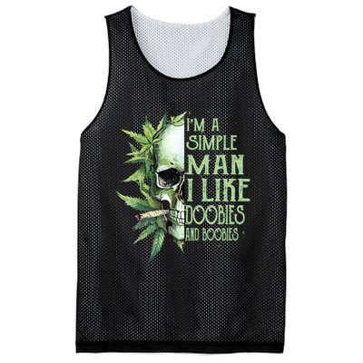 IM A Simple Man I Like Doobies And Boobies Skull Weed Mesh Reversible Basketball Jersey Tank