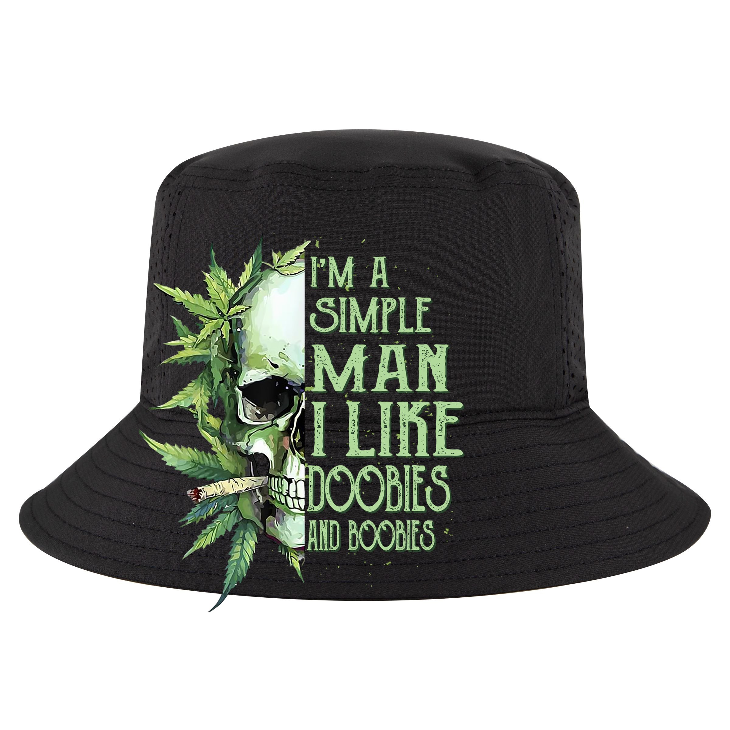 IM A Simple Man I Like Doobies And Boobies Skull Weed 12oz Stainless Steel Coffee Mug
