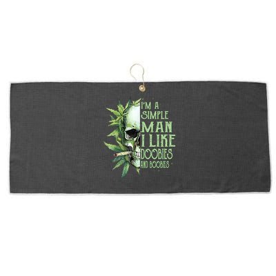 IM A Simple Man I Like Doobies And Boobies Skull Weed Large Microfiber Waffle Golf Towel