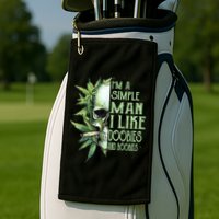 IM A Simple Man I Like Doobies And Boobies Skull Weed Golf Towel