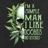 IM A Simple Man I Like Doobies And Boobies Skull Weed Golf Towel