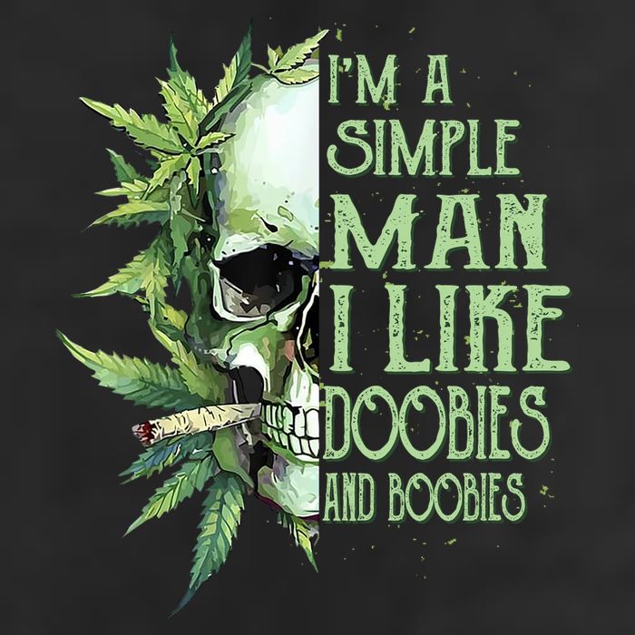 IM A Simple Man I Like Doobies And Boobies Skull Weed Golf Towel