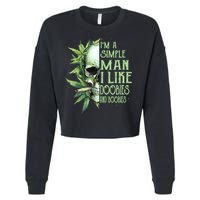 IM A Simple Man I Like Doobies And Boobies Skull Weed Cropped Pullover Crew