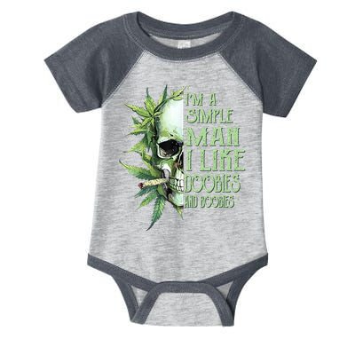 IM A Simple Man I Like Doobies And Boobies Skull Weed Infant Baby Jersey Bodysuit