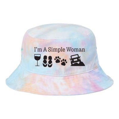 Im A Simple Woman Love Wine Flip Flops Dog Tie Dye Newport Bucket Hat