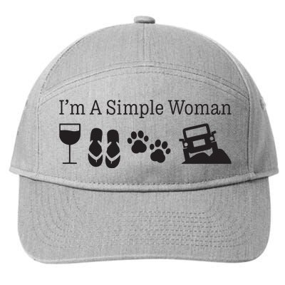 Im A Simple Woman Love Wine Flip Flops Dog 7-Panel Snapback Hat