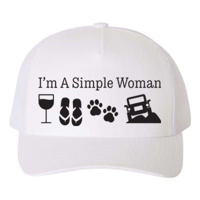 Im A Simple Woman Love Wine Flip Flops Dog Yupoong Adult 5-Panel Trucker Hat