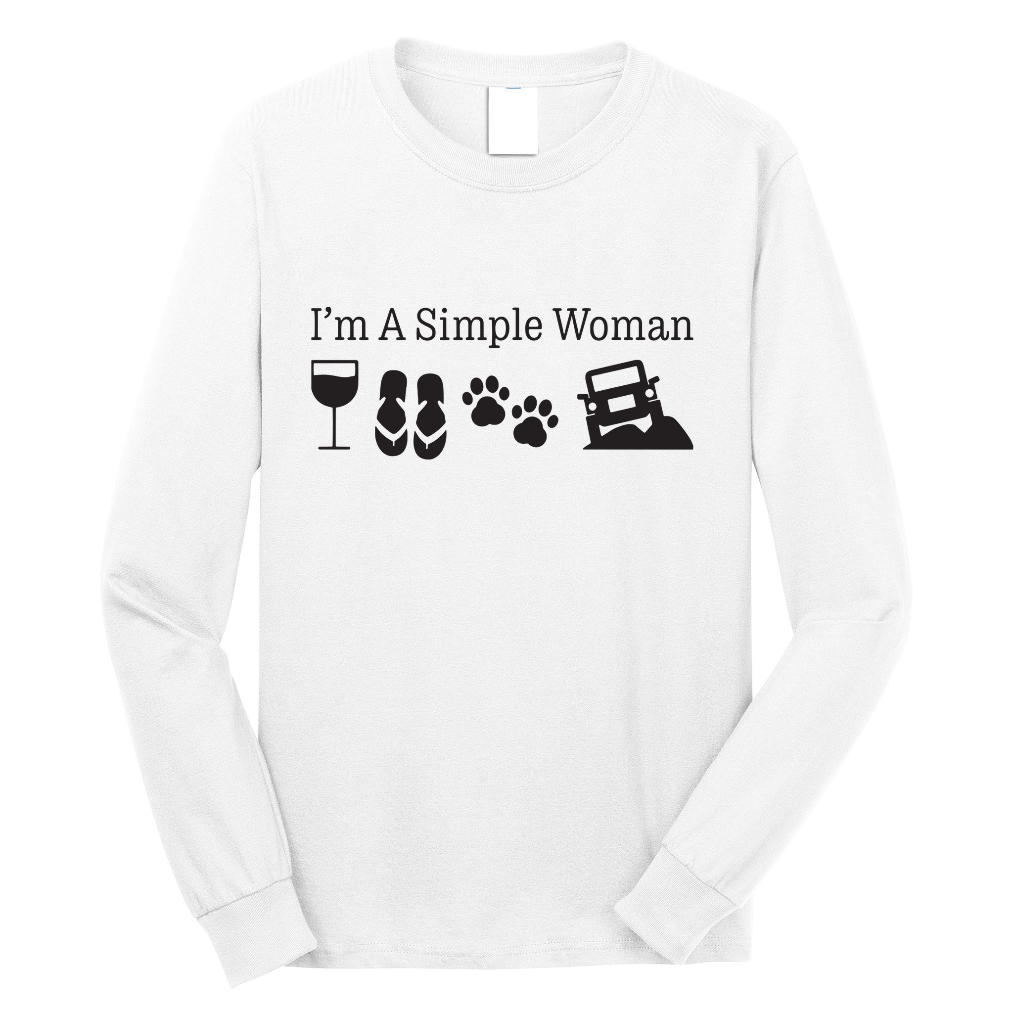 Im A Simple Woman Love Wine Flip Flops Dog Long Sleeve Shirt