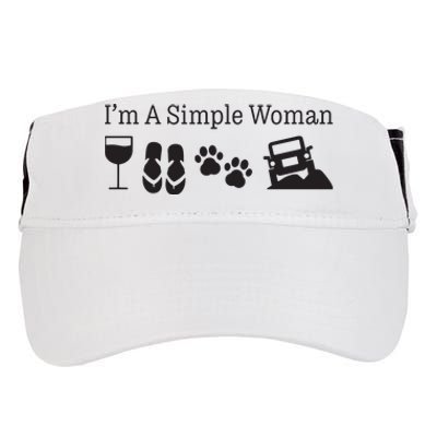 Im A Simple Woman Love Wine Flip Flops Dog Adult Drive Performance Visor