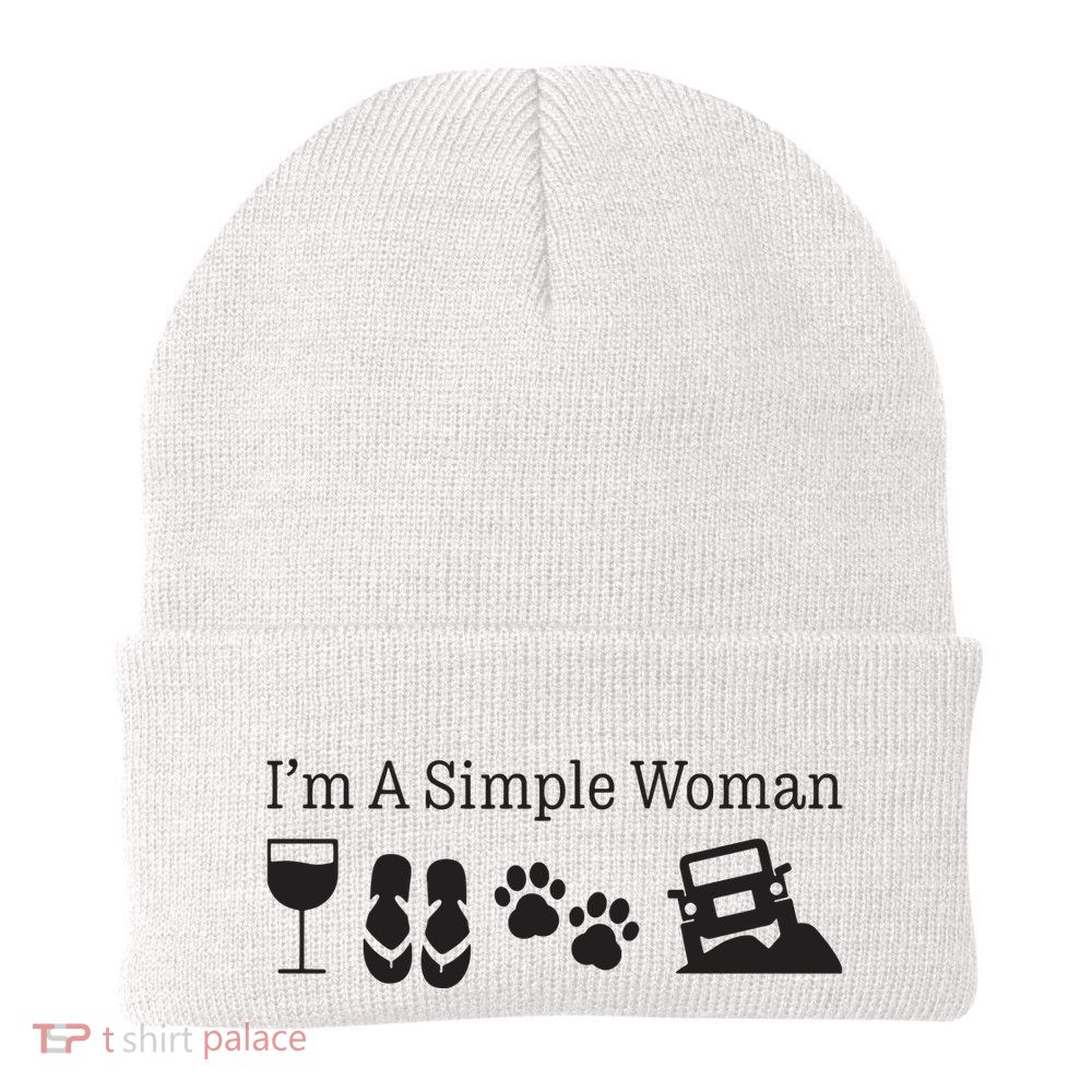 Im A Simple Woman Love Wine Flip Flops Dog Beanie
