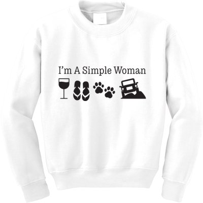 Im A Simple Woman Love Wine Flip Flops Dog Kids Sweatshirt