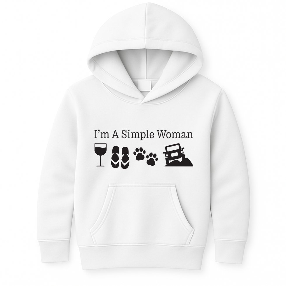 Im A Simple Woman Love Wine Flip Flops Dog Kids Hoodie