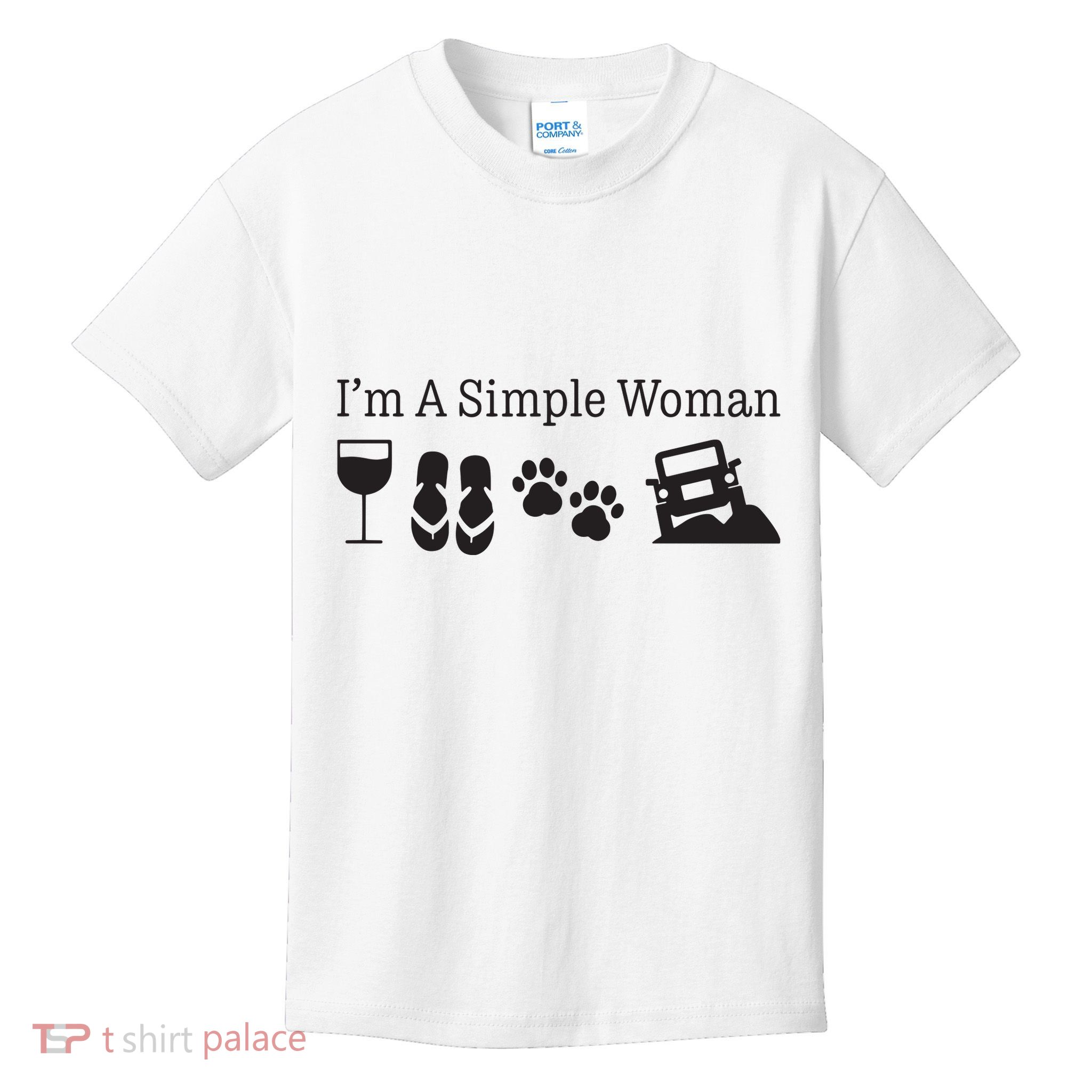Im A Simple Woman Love Wine Flip Flops Dog Kids T-Shirt