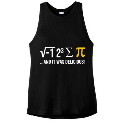 I Ate Some Pie And It Was Delicious Funny Pi Day Math Pun Ladies PosiCharge Tri-Blend Wicking Tank