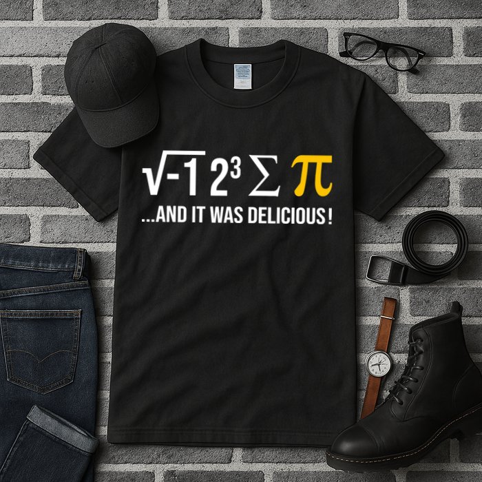 I Ate Some Pie And It Was Delicious Funny Pi Day Math Pun Tall T-Shirt