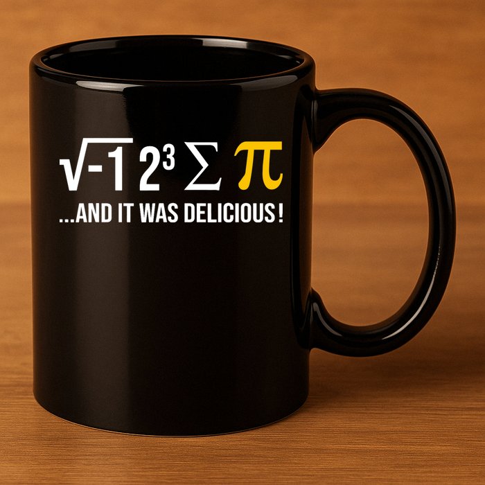 I Ate Some Pie And It Was Delicious Funny Pi Day Math Pun 11oz C Handle Ceramic Mug