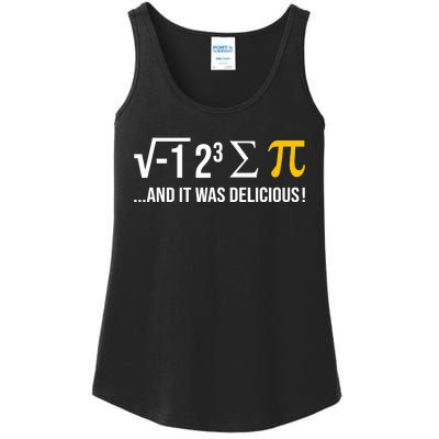 I Ate Some Pie And It Was Delicious Funny Pi Day Math Pun Ladies Essential Tank