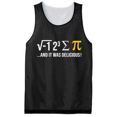 I Ate Some Pie And It Was Delicious Funny Pi Day Math Pun Mesh Reversible Basketball Jersey Tank