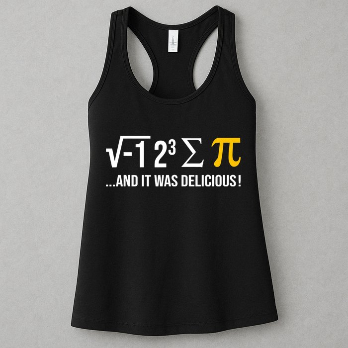 I Ate Some Pie And It Was Delicious Funny Pi Day Math Pun Womens Tank Top