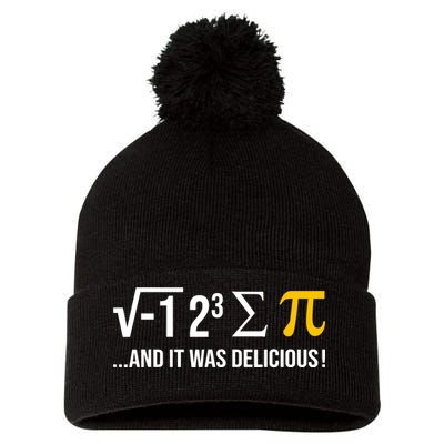 I Ate Some Pie And It Was Delicious Funny Pi Day Math Pun Pom Pom 12in Knit Beanie