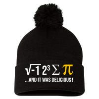 I Ate Some Pie And It Was Delicious Funny Pi Day Math Pun Pom Pom 12in Knit Beanie