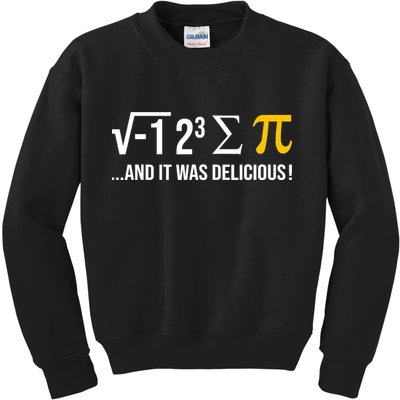 I Ate Some Pie And It Was Delicious Funny Pi Day Math Pun Kids Sweatshirt