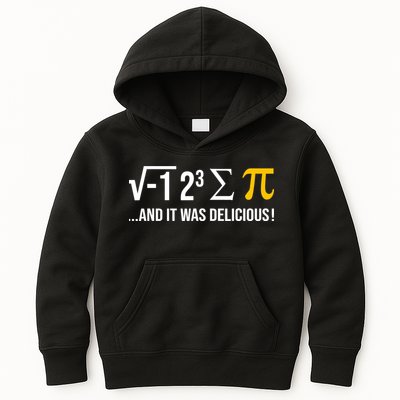 I Ate Some Pie And It Was Delicious Funny Pi Day Math Pun Kids Hoodie