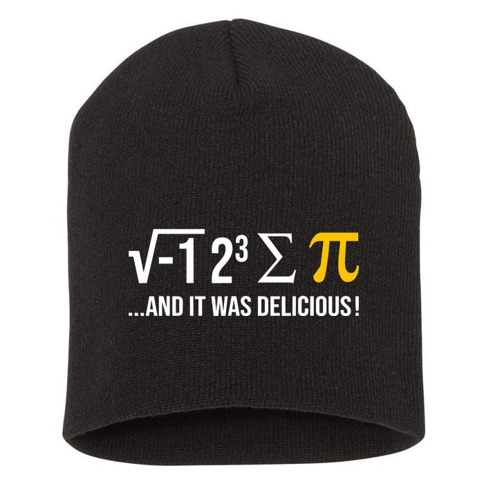 I Ate Some Pie And It Was Delicious Funny Pi Day Math Pun Short Acrylic Beanie