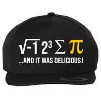 I Ate Some Pie And It Was Delicious Funny Pi Day Math Pun Wool Snapback Cap