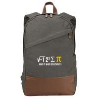 I Ate Some Pie And It Was Delicious Funny Pi Day Math Pun Cotton Canvas Backpack