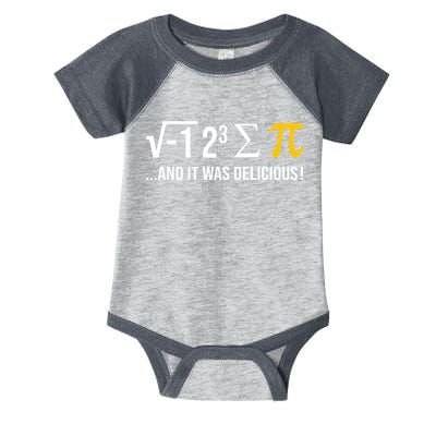 I Ate Some Pie And It Was Delicious Funny Pi Day Math Pun Infant Baby Jersey Bodysuit