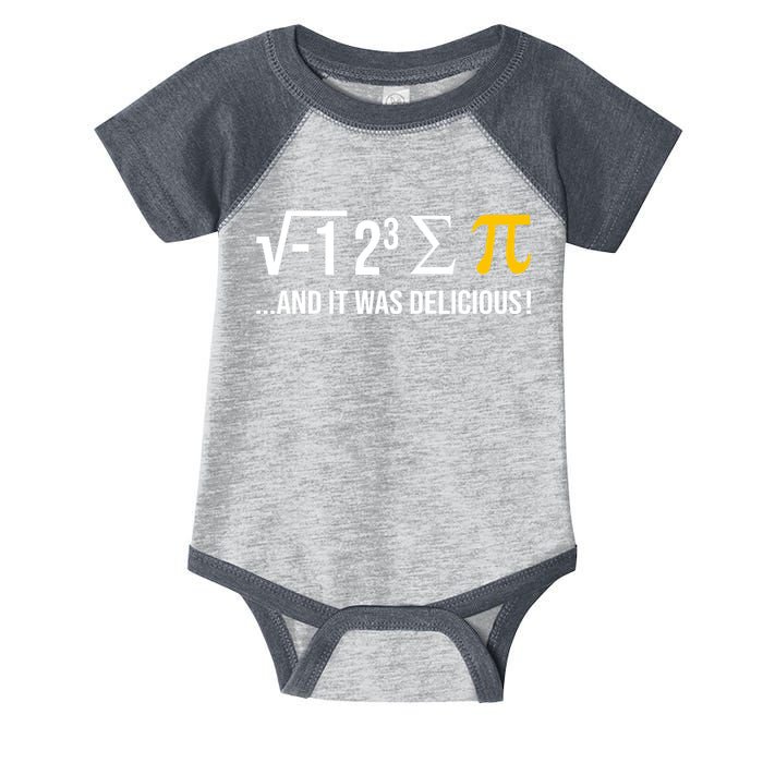I Ate Some Pie And It Was Delicious Funny Pi Day Math Pun Infant Baby Jersey Bodysuit