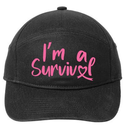 I'm A Survivor Cancer, Pink Ribbon, Breast Cancer 7-Panel Snapback Hat