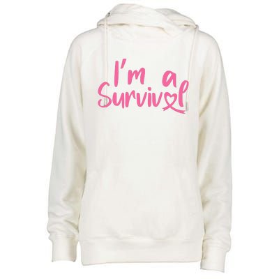 I'm A Survivor Cancer, Pink Ribbon, Breast Cancer Womens Funnel Neck Pullover Hood