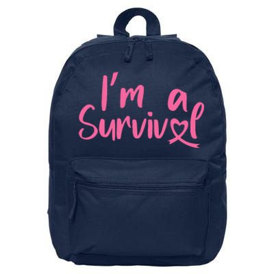 I'm A Survivor Cancer, Pink Ribbon, Breast Cancer 16 in Basic Backpack