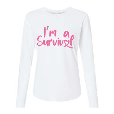 I'm A Survivor Cancer, Pink Ribbon, Breast Cancer Womens Cotton Relaxed Long Sleeve T-Shirt