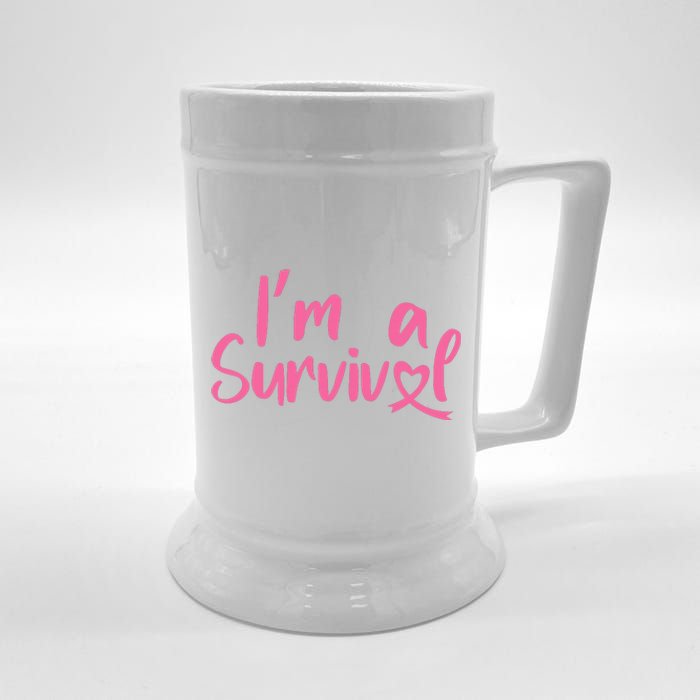 I'm A Survivor Cancer, Pink Ribbon, Breast Cancer Beer Stein