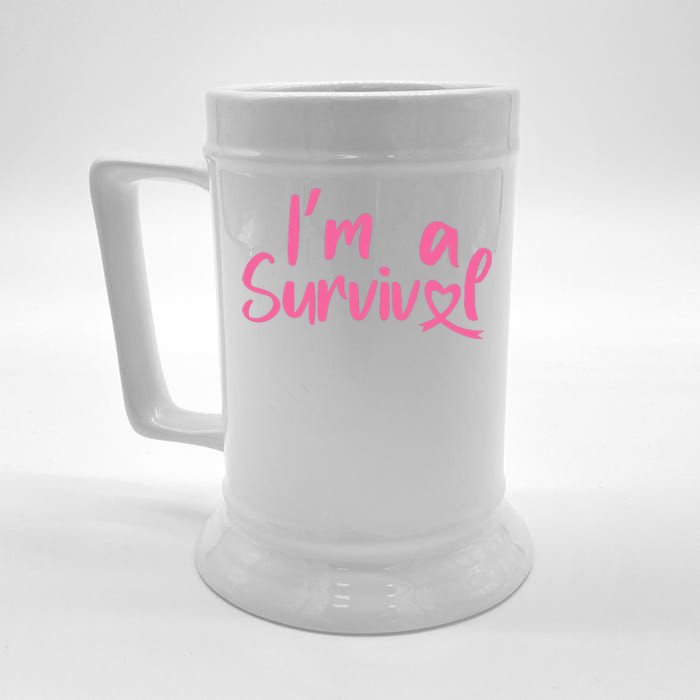 I'm A Survivor Cancer, Pink Ribbon, Breast Cancer Beer Stein