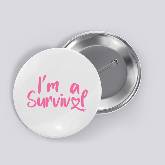 I'm A Survivor Cancer, Pink Ribbon, Breast Cancer Button