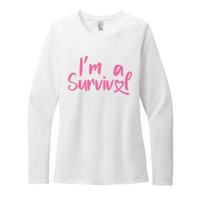 I'm A Survivor Cancer, Pink Ribbon, Breast Cancer Womens CVC Long Sleeve Shirt