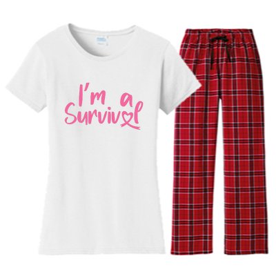 I'm A Survivor Cancer, Pink Ribbon, Breast Cancer Women's Flannel Pajama Set