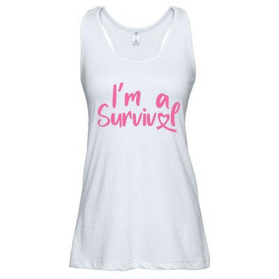 I'm A Survivor Cancer, Pink Ribbon, Breast Cancer Ladies Essential Flowy Tank