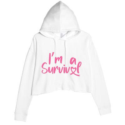 I'm A Survivor Cancer, Pink Ribbon, Breast Cancer Crop Fleece Hoodie