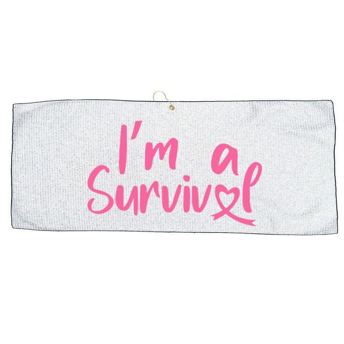 I'm A Survivor Cancer, Pink Ribbon, Breast Cancer Large Microfiber Waffle Golf Towel