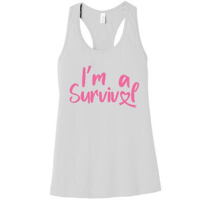 I'm A Survivor Cancer, Pink Ribbon, Breast Cancer Women's Racerback Tank