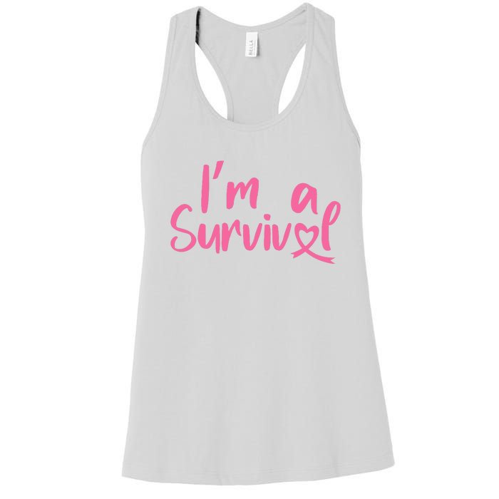 I'm A Survivor Cancer, Pink Ribbon, Breast Cancer Women's Racerback Tank