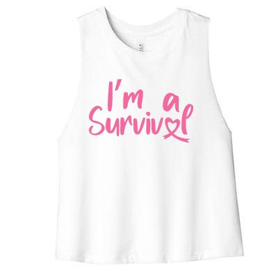 I'm A Survivor Cancer, Pink Ribbon, Breast Cancer Women's Racerback Cropped Tank